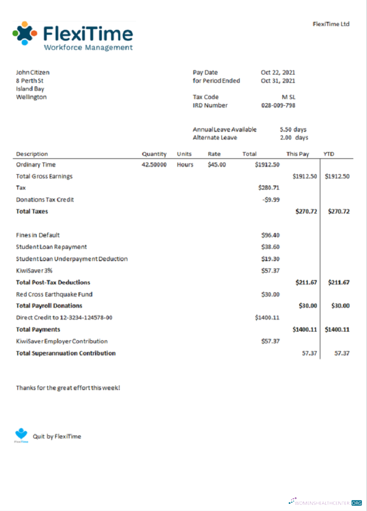 Download USA FlexiTime workforce management & payroll solutions invoice Photoshop template